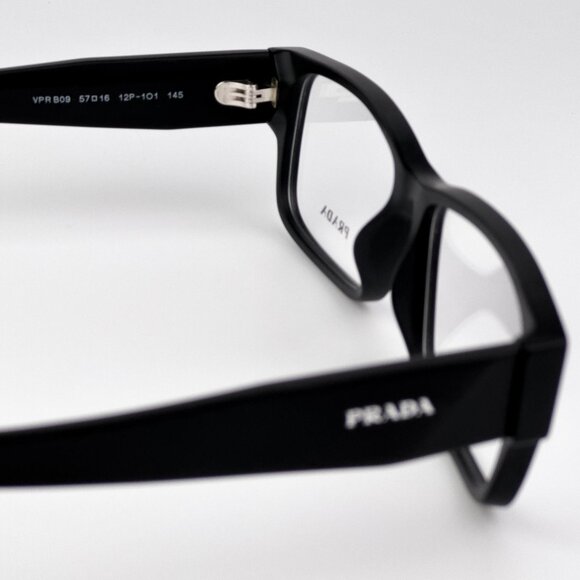 Prada PRB09V Eyeglasses – Matte Black Rectangle Frame | Model 12P1O1 - Picture 8 of 10
